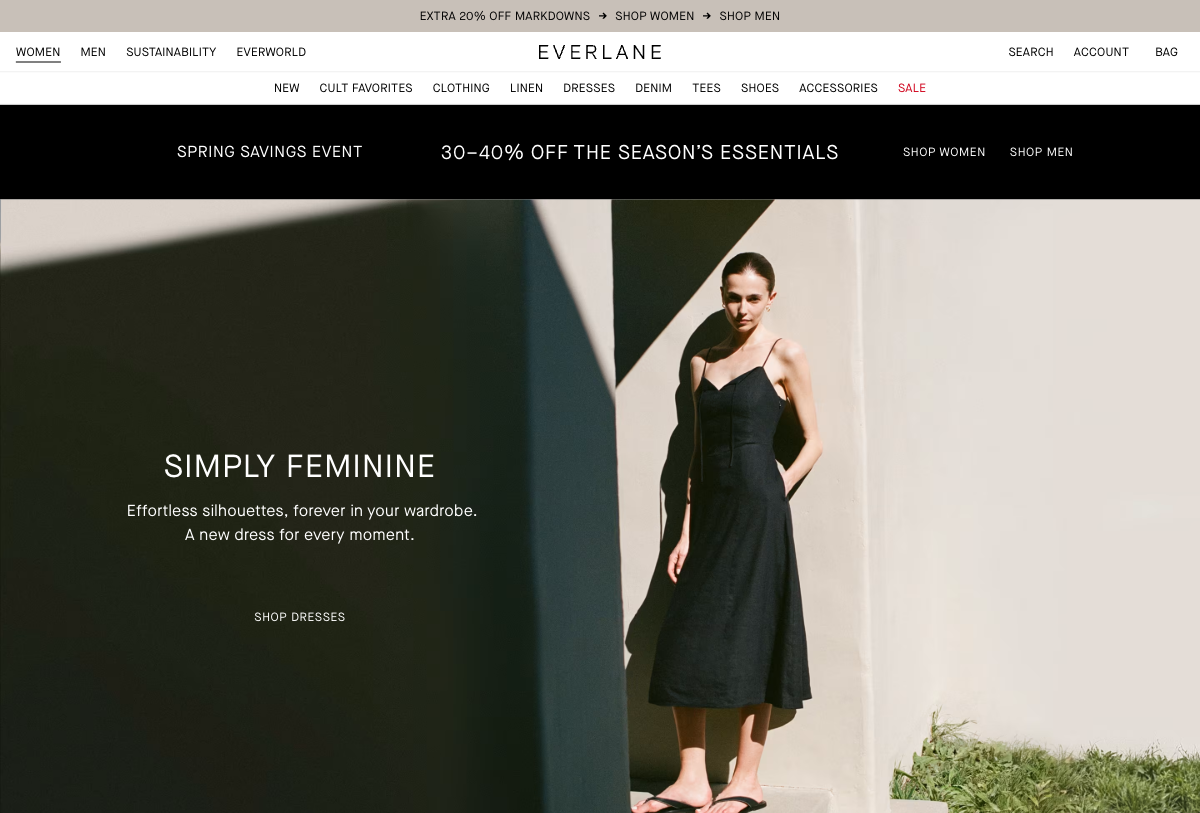 Everlane homepage