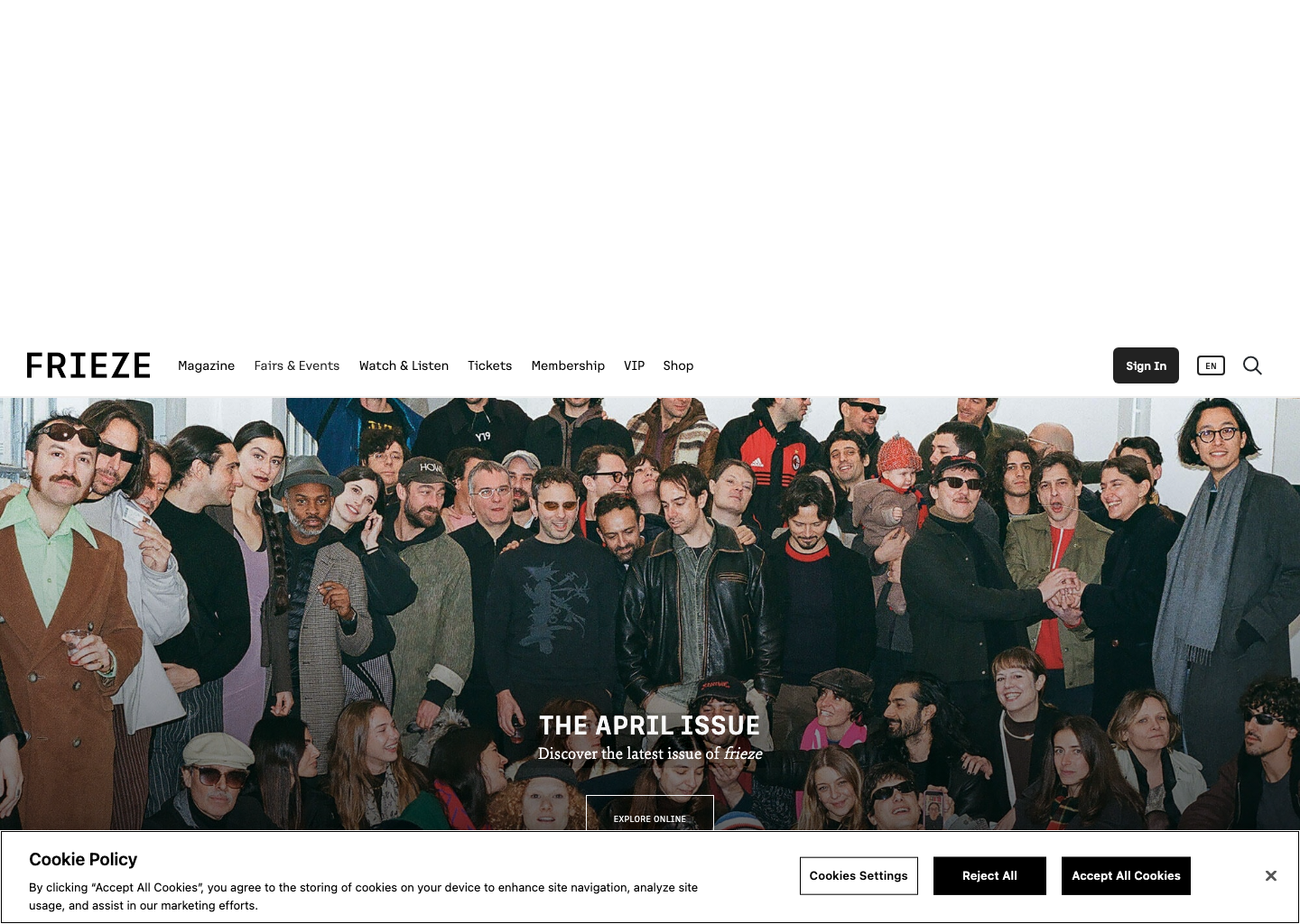Frieze homepage