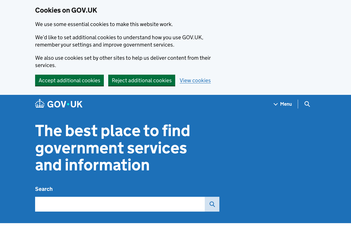 GOV.UK homepage