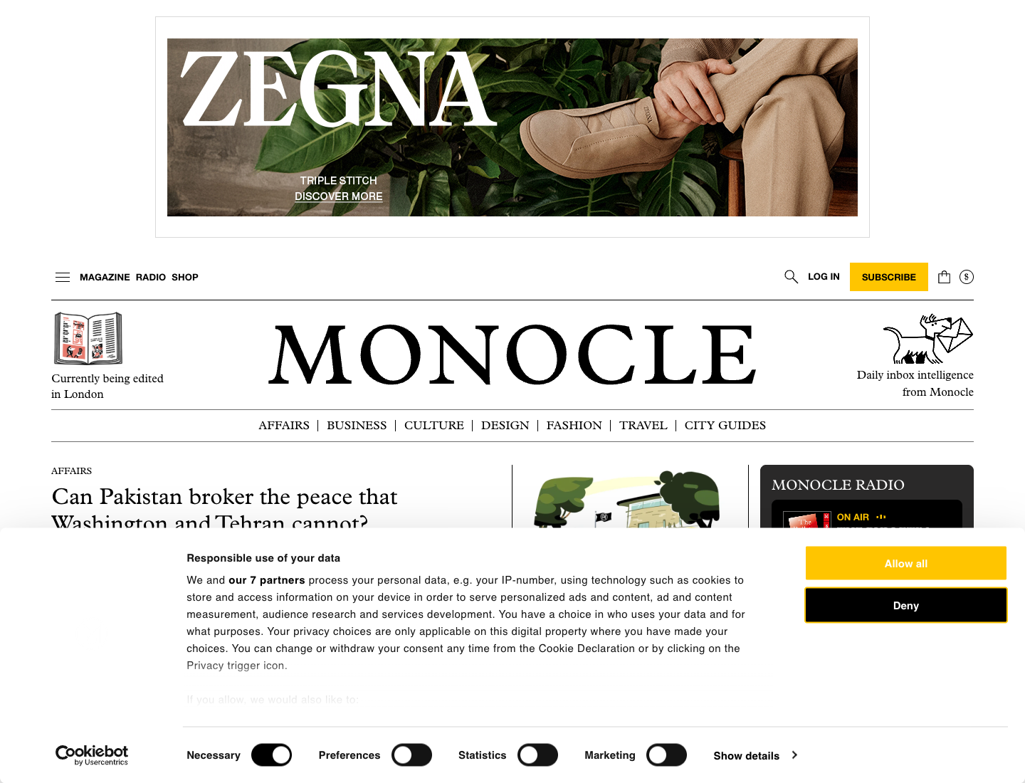 Monocle homepage