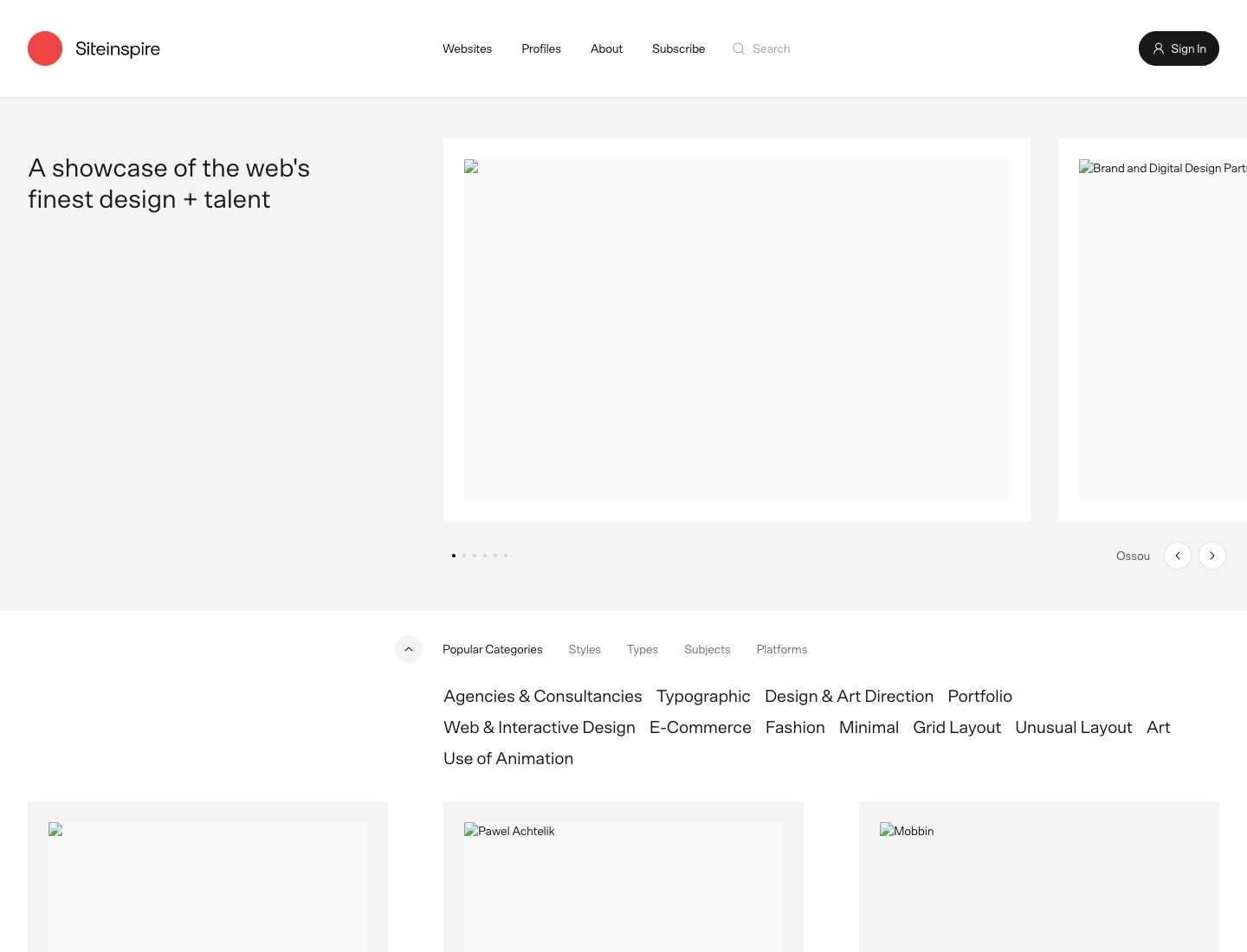 SiteInspire categories